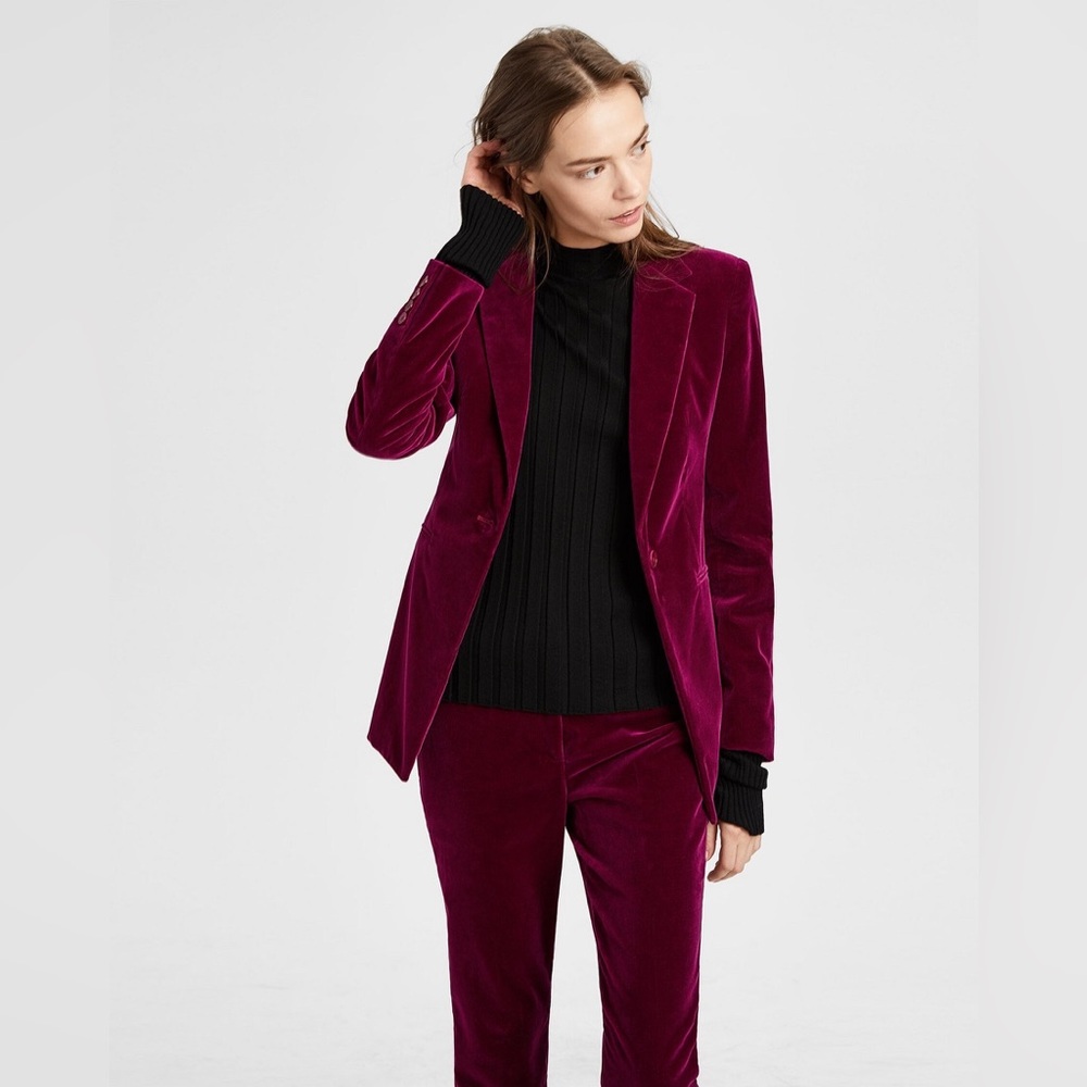 New $475 Theory Power Blazer in Electric Pink Stretch Velvet Jacket